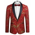 thumbnail image 1 of COOFANDY Men's Christmas Tuxedo Jacket Luxury Embroidered Wedding Blazer Dress Suit for Party Dinner, 1 of 9