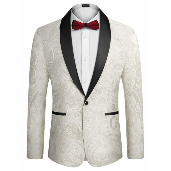 COOFANDY Men's Floral Tuxedo Jacket Luxury Embroidered Wedding Blazer Dress Suit for Party Dinner