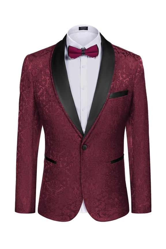 Men's Floral Dinner Jacket Blazer Stylish Jacquard Suit Jacket Party Wedding Prom Tuxedo Dress Jacket