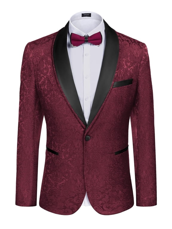 Men's Floral Dinner Jacket Blazer Stylish Jacquard Suit Jacket Party Wedding Prom Tuxedo Dress Jacket