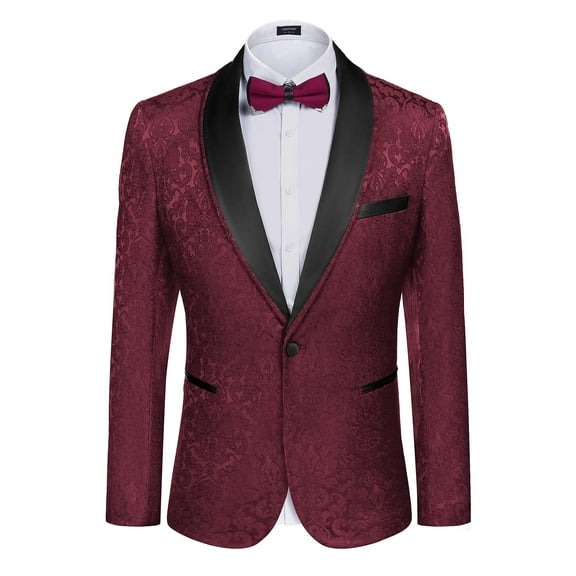 COOFANDY Men's Floral Dinner Jacket Blazer Stylish Jacquard Suit Jacket Party Wedding Prom Tuxedo Dress Jacket