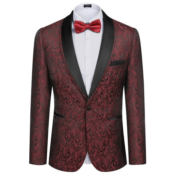COOFANDY Men's Floral Dinner Jacket Blazer Stylish Jacquard Suit Jacket Party Wedding Prom Tuxedo Dress Jacket