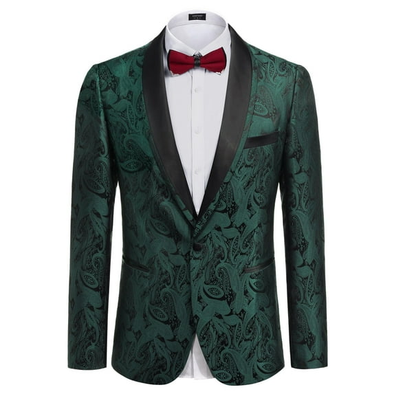 COOFANDY Men's Floral Dinner Jacket Blazer Stylish Jacquard Suit Jacket Party Wedding Prom Tuxedo Dress Jacket