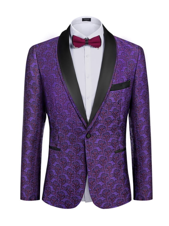 Men's Floral Dinner Jacket Blazer Stylish Jacquard Suit Jacket Party Wedding Prom Tuxedo Dress Jacket