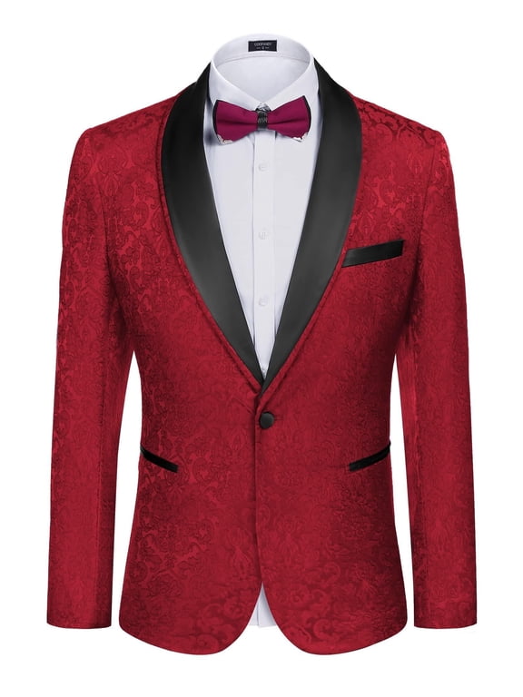 Men's Floral Dinner Jacket Blazer Stylish Jacquard Suit Jacket Party Wedding Prom Tuxedo Dress Jacket