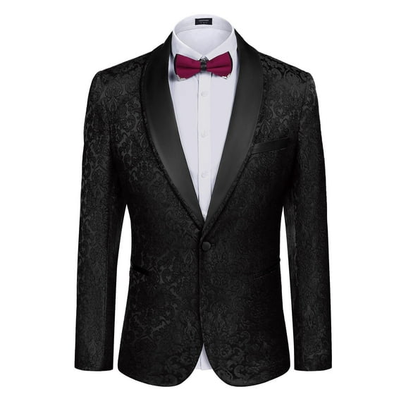 COOFANDY Men's Floral Dinner Jacket Blazer Stylish Jacquard Suit Jacket Party Wedding Prom Tuxedo Dress Jacket