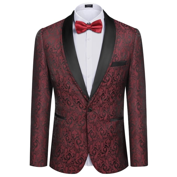 COOFANDY Men's Floral Dinner Jacket Blazer Stylish Jacquard Suit Jacket Party Wedding Prom Tuxedo Dress Jacket