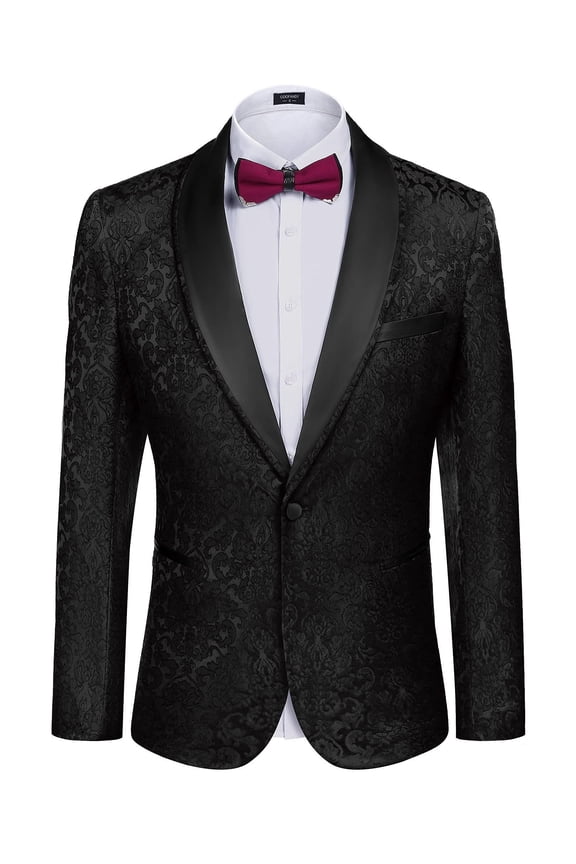 Men's Floral Dinner Jacket Blazer Stylish Jacquard Suit Jacket Party Wedding Prom Tuxedo Dress Jacket