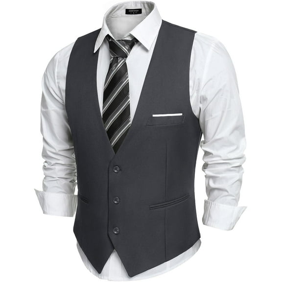 COOFANDY Mens Casual Business Vest Waistcoat Slim Fit Formal Dress Suit Vest