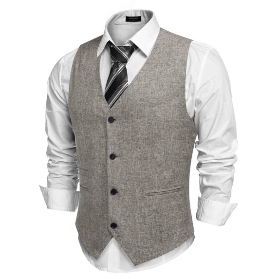 COOFANDY Men's Formal Waistcoat Regular Fit Business Dress Vest 4 Button