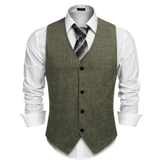 COOFANDY Men's Formal Waistcoat Regular Fit Business Dress Vest 4 Button