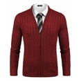 thumbnail image 1 of COOFANDY Men's Full Zip Cardigan Sweater Slim Fit Cable Knitted Zip Up Sweater with Pockets, 1 of 8