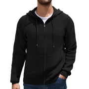 Men's Full Zip Hoodie Sweatshirt Jacket Casual Long Sleeve Hoodie Lightweight Warm Sweater Coat for Fall Winter Daily Wear