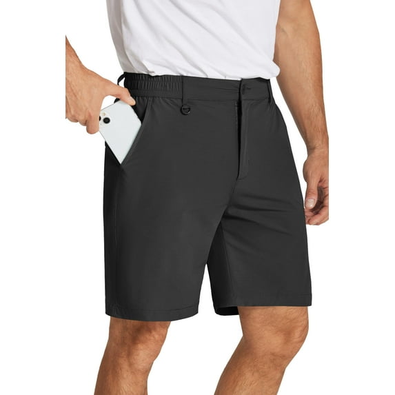 COOFANDY Mens Black Golf Shorts 7 Inch Casual Summer Shorts Elastic Dress Short with Pockets
