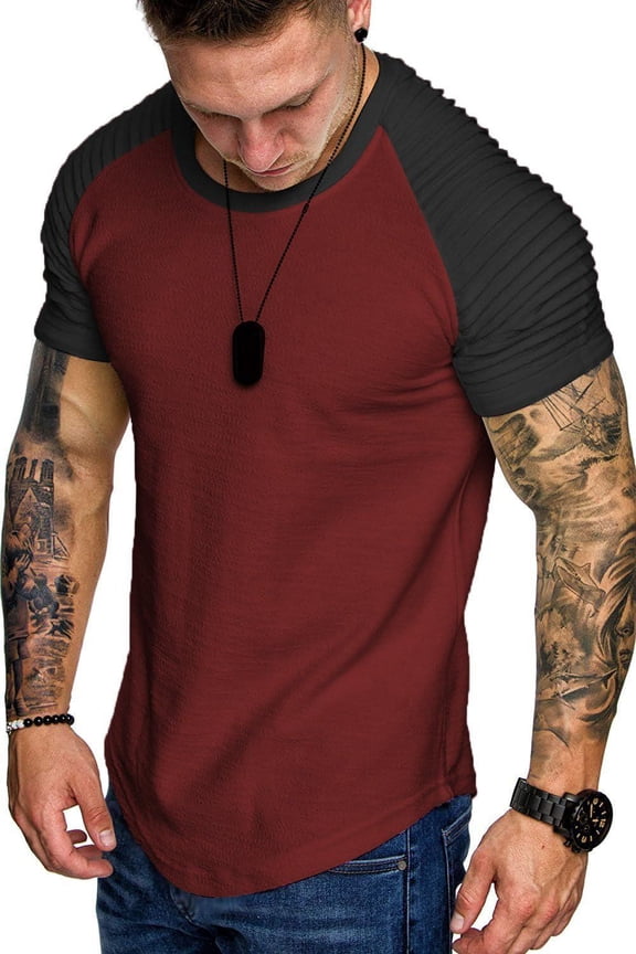 Mens Raglan Sleeve Gym Shirts Athletic Muscle Tee