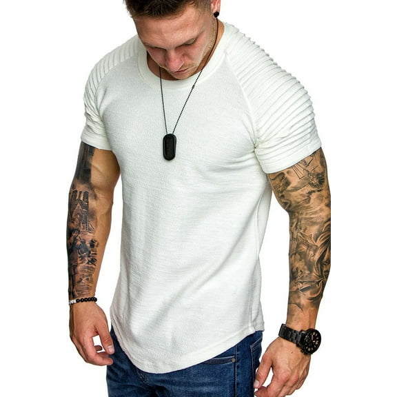 COOFANDY Mens Fashion Gym T-Shirt Muscle Workout Crew Neck Short Sleeve T Shirts