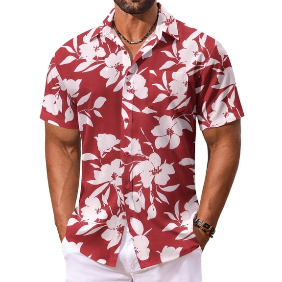 COOFANDY Men's Beach Shirts Short Sleeve Button Down Casual Summer Shirts