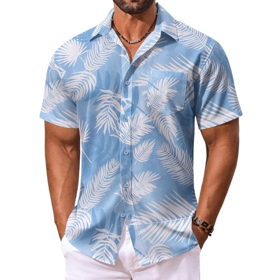 COOFANDY Men's Hawaiian Shirts Short Sleeve Button Down Aloha Shirt Casual Beach Clothes