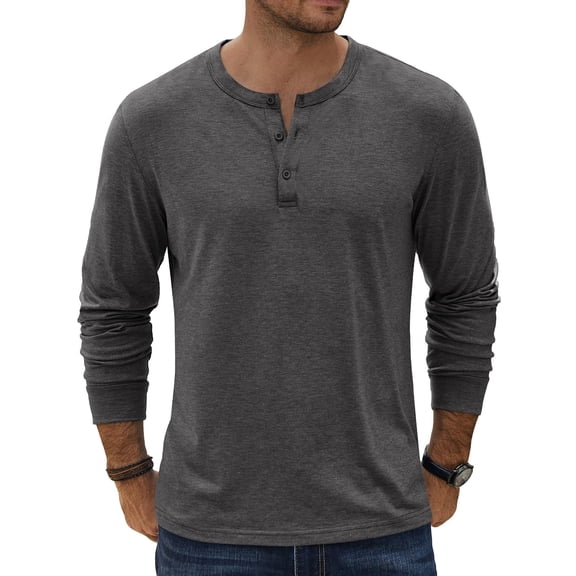 COOFANDY Men's Henley Shirts Classic Long Sleeve Tees Casual Slim Fit Henley T-Shirt Lightweight Henley Pullover Fall Tops