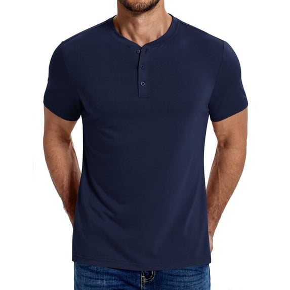 COOFANDY Men's Henley Shirts Cotton Short Sleeve Casual T-Shirt Button Henley Basic Tee Lightweight Summer Top