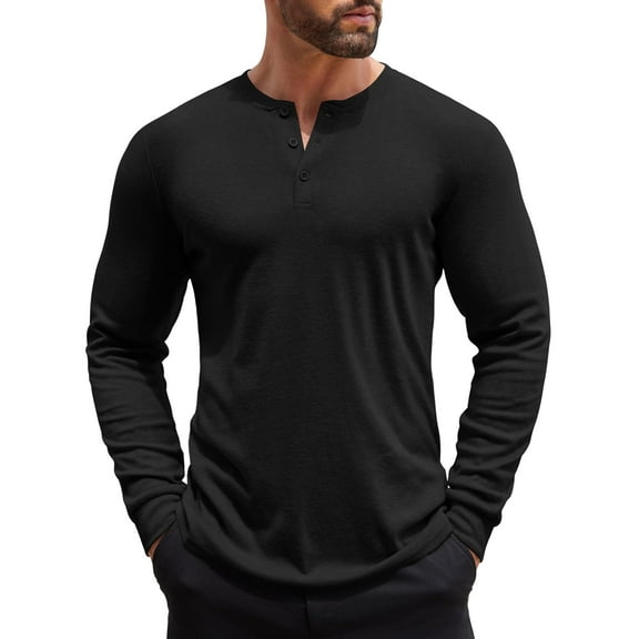 COOFANDY Men's Henley Shirts Long Sleeve Basic Pullover T-Shirt Lightweight Fashion Casual Solid Tees