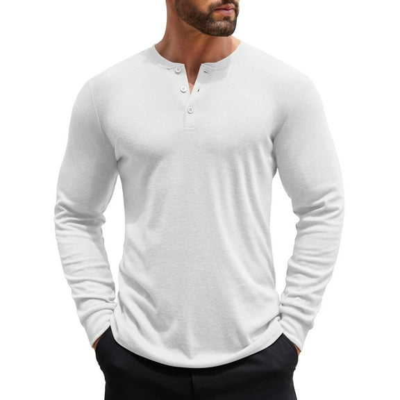 COOFANDY Men's Slim Fit Henley Shirts Long Sleeve 3 Button T-Shirts Fashion Casual Basic Tops