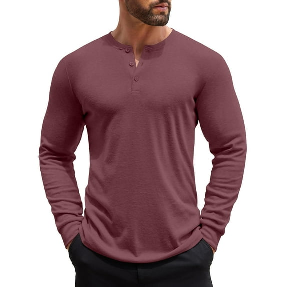 COOFANDY Men's Henley Shirts Long Sleeve Basic Pullover T-Shirt Lightweight Fashion Casual Solid Tees