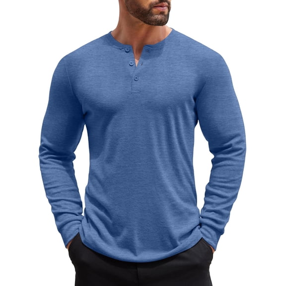 COOFANDY Men's Henley Shirts Long Sleeve Basic Pullover T-Shirt Lightweight Fashion Casual Solid Tees
