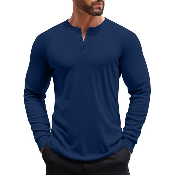 COOFANDY Men's Henley Shirts Long Sleeve Basic Pullover T-Shirt Lightweight Fashion Casual Solid Tees
