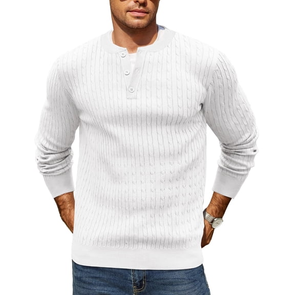 COOFANDY Men's Henley Sweater Sweater Long Sleeve Basic Button Pullover Sweater