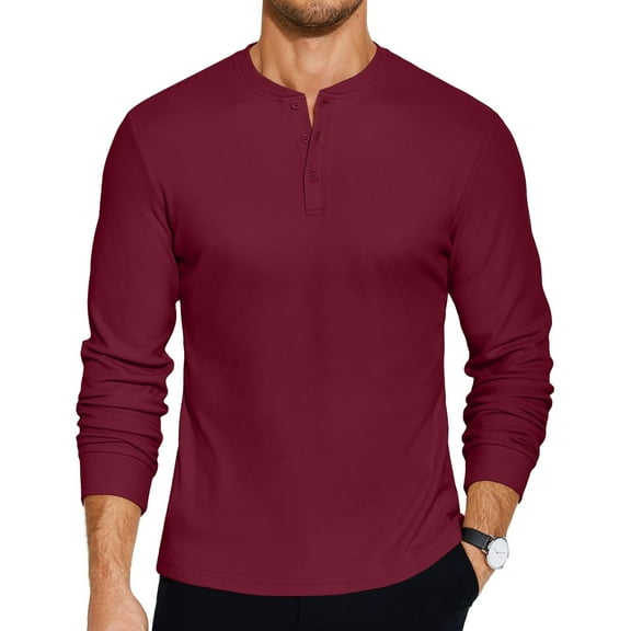 COOFANDY Men's Slim Fit Henley Shirts Long Sleeve Casual Button Pullover T-Shirts Lightweight Undershirts