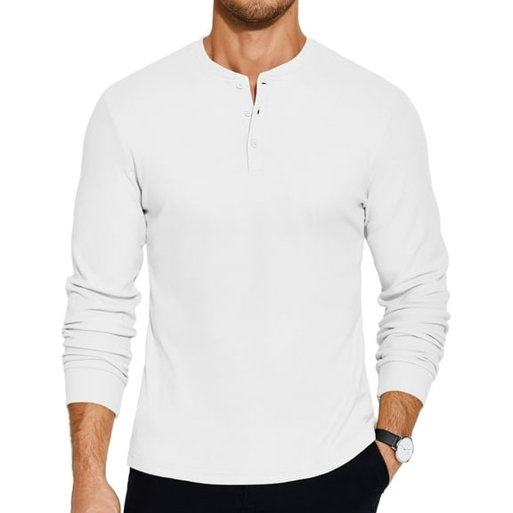 COOFANDY Men's Quarter Button T-Shirts Casual Long Sleeve Henleys Lightweight Pullover Basic Tees Fall Tops