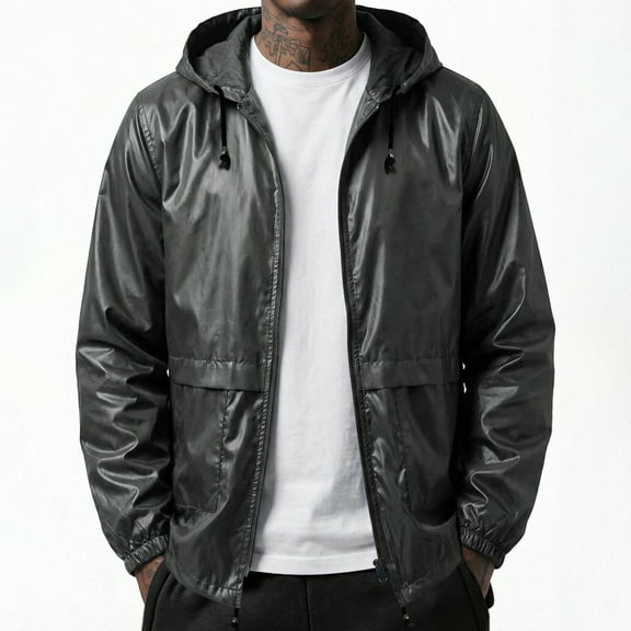 COOFANDY Men's Hooded Packable Rain jacket Lightweight Outdoor Sports Raincoat