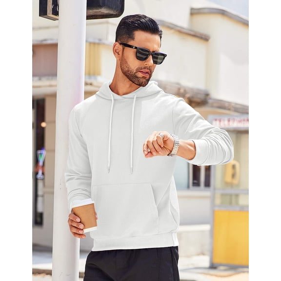 COOFANDY Men's Hooded Sweatshirts Long Sleeve Casual Waffle Knit Pullover Hoodies with Kanga Pocket