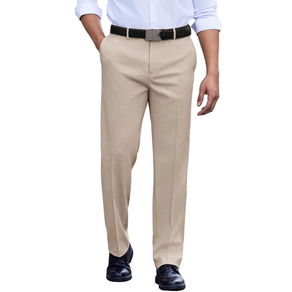 COOFANDY Men's Iron Free Premium Fashion Classic Fit Flat Front Hidden Comfort Waistband Suit Pant