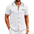 thumbnail image 1 of COOFANDY Men's Knit Button Down Shirt Vintage Polo Shirts Short Sleeve Summer Beach Shirts, 1 of 1