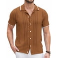 thumbnail image 1 of COOFANDY Men's Knit Button Down Shirt Vintage Short Sleeve Polo Shirts Casual Beach Tops, 1 of 10