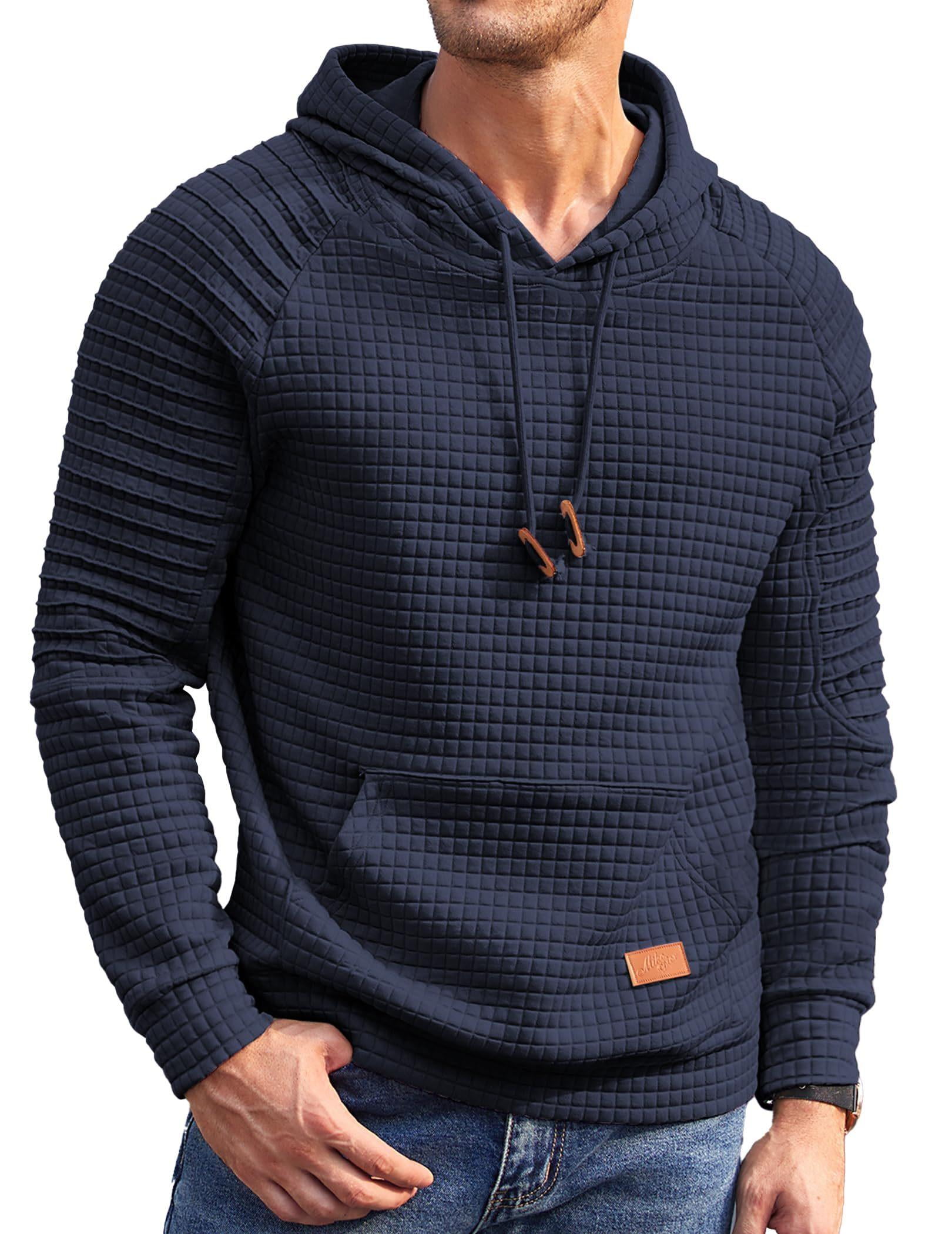 COOFANDY Men's Knit Hoodie Pullover Regular Fit Long Sleeve Drawstring Hooded Sweatshirt with Kanga Pocket