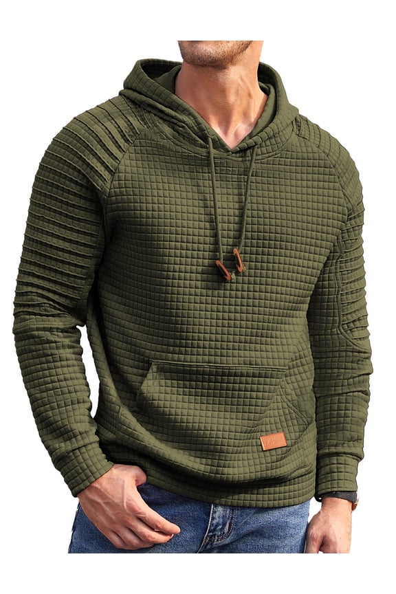 Men's Knit Hoodie Pullover Regular Fit Long Sleeve Drawstring Hooded Sweatshirt with Kanga Pocket