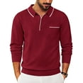thumbnail image 1 of COOFANDY Knit Polo for Men Long Sleeve Collared Sweater Polo Business Casual Polos with Pocket, 1 of 10