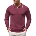 thumbnail image 1 of COOFANDY Men's Knit Polo Shirt Long Sleeve Casual Quarter Zip Sweater Polo Golf Shirts Classic Fit Striped Vintage Tee, 1 of 9