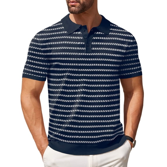 COOFANDY Men's Knit Polo Shirt Short Sleeve Knit Sweater Shirt Casual Ribbed Collared Tees