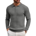 thumbnail image 1 of COOFANDY Men's Knit Polo Shirts Long Sleeve Casual Button Down Ribbed Polo Shirt Fashion Golf Shirts, 1 of 6