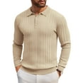 thumbnail image 1 of COOFANDY Men's Knit Polo Shirts Long Sleeve Casual Button Down Ribbed Polo Shirt Fashion Golf Shirts, 1 of 6