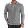 thumbnail image 1 of COOFANDY Men's Knit Polo Long Sleeve Sweater Lightweight Fashion Casual Collared T Shirts Bluish Violet-XXL, 1 of 6