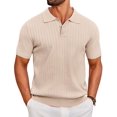 thumbnail image 1 of COOFANDY Men's Knit Polo Shirts Short Sleeve Quarter Button Collared Ribbed Polo Shirt Fashion Golf Shirts, 1 of 6