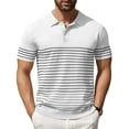 thumbnail image 1 of COOFANDY Mens Polo Shirts Striped Knitting Golf Shirts Lightweight Short Sleeves Shirts, 1 of 6