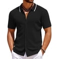thumbnail image 1 of COOFANDY Men's Knit Short Sleeve Button Down Shirt Summer Beach Casual Vintage Shirt Knitted Shirts, 1 of 6