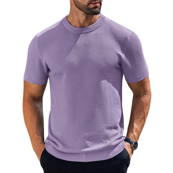 COOFANDY Men's Knit T Shirts Crew Neck Casual Short Sleeve Basic Tee Summer Textured Soild T Shirts