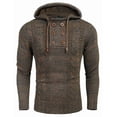 thumbnail image 1 of COOFANDY Men's Knitted Hoodies Pullover Casual Long Sleeve Turtleneck Sweaters Brown L, 1 of 6